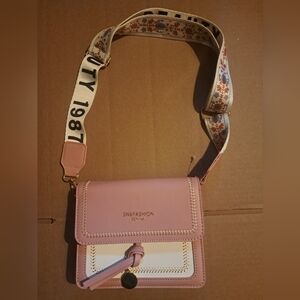 Pink and White Striped Handbag
